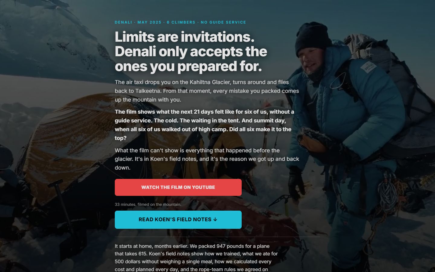 De Denali-pagina op koendarras.com